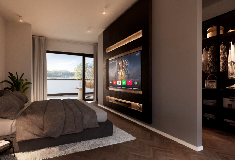 Schlafbereich mit Aussicht – Riverside Living Pfaffendorf